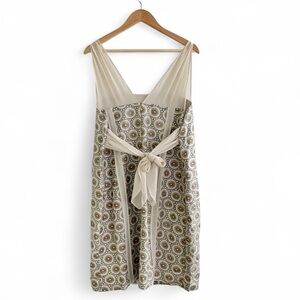 Isabel Toledo x Lane Bryant tan linen geometric sheath dress chiffon straps 12